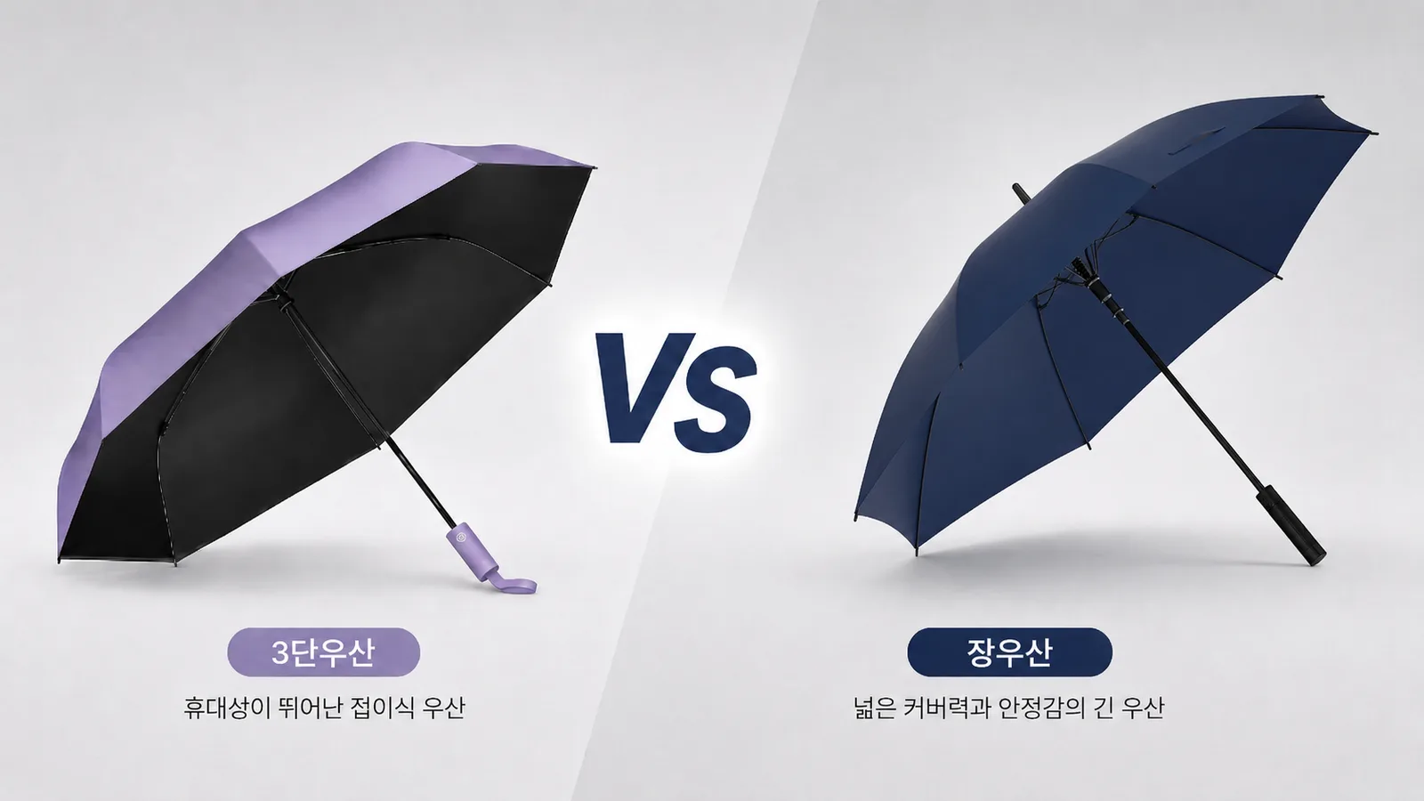 프리미엄 자동 장우산과 3단 자동 양우산 비교